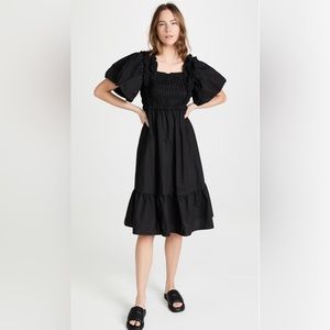 English factory ruffled smocked midi dress size XS